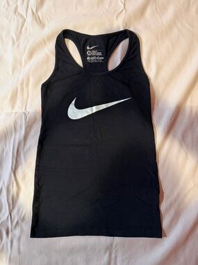 Nike Black Racerback Athletic Tank with Light Blue Swoosh